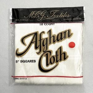 New Sealed MCG Textiles 45 x 58 Afghan Cloth 18 ct 100% Acrylic 5" Squares Ivory